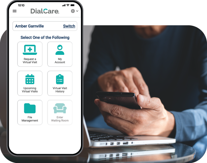 Dialcare App: Home screen